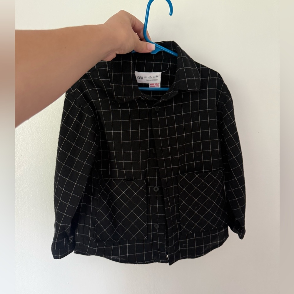 Zara Black and White Grid Over Shirt